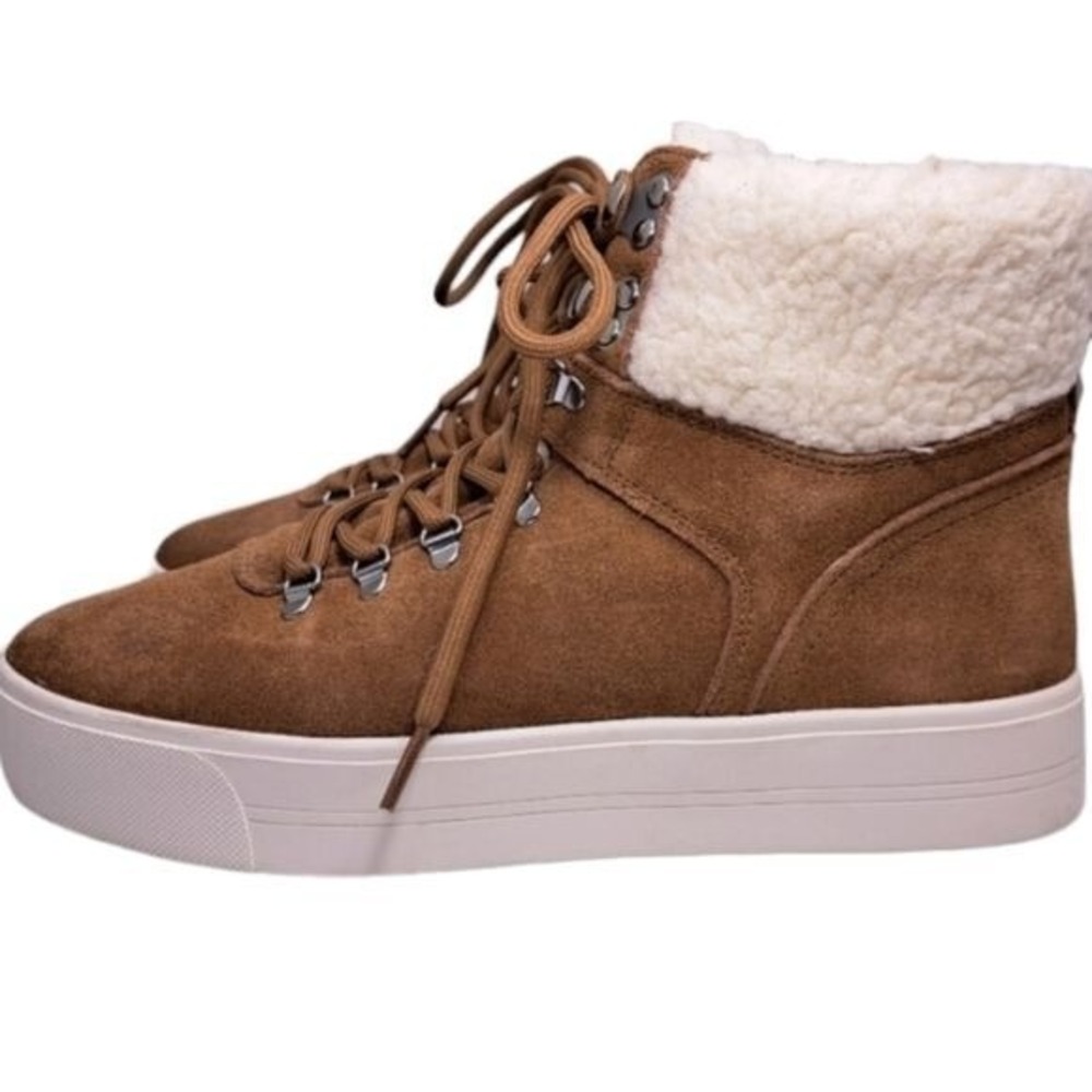 Marc‎ Fisher Women's Suede Leather Sneaker Ankle Boots 8 1/2 M Brown